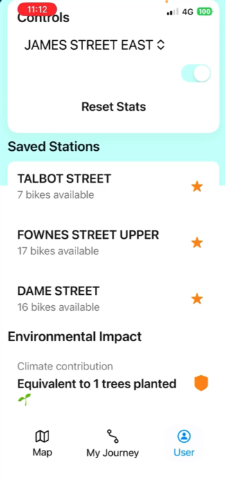 User Profile Sustainability Dashboard