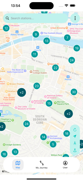 Detailed Map View showing individual pins
