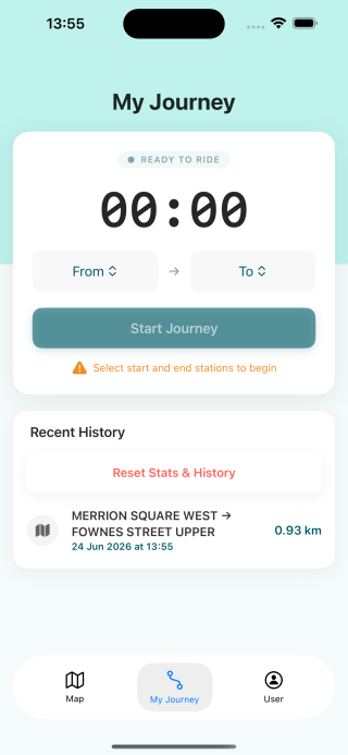 Active journey timer view